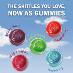 Bolsa Skittles Wild Berry abierta mostrando gomitas frutales para compartir