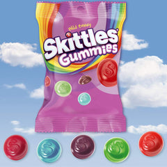 Primer plano textura gomita Skittles Wild Berry con aspecto masticable