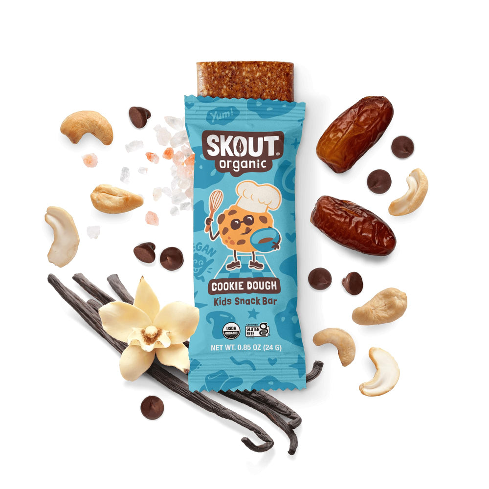 Skout Organic barritas dentro de una lonchera escolar, listos para recreo