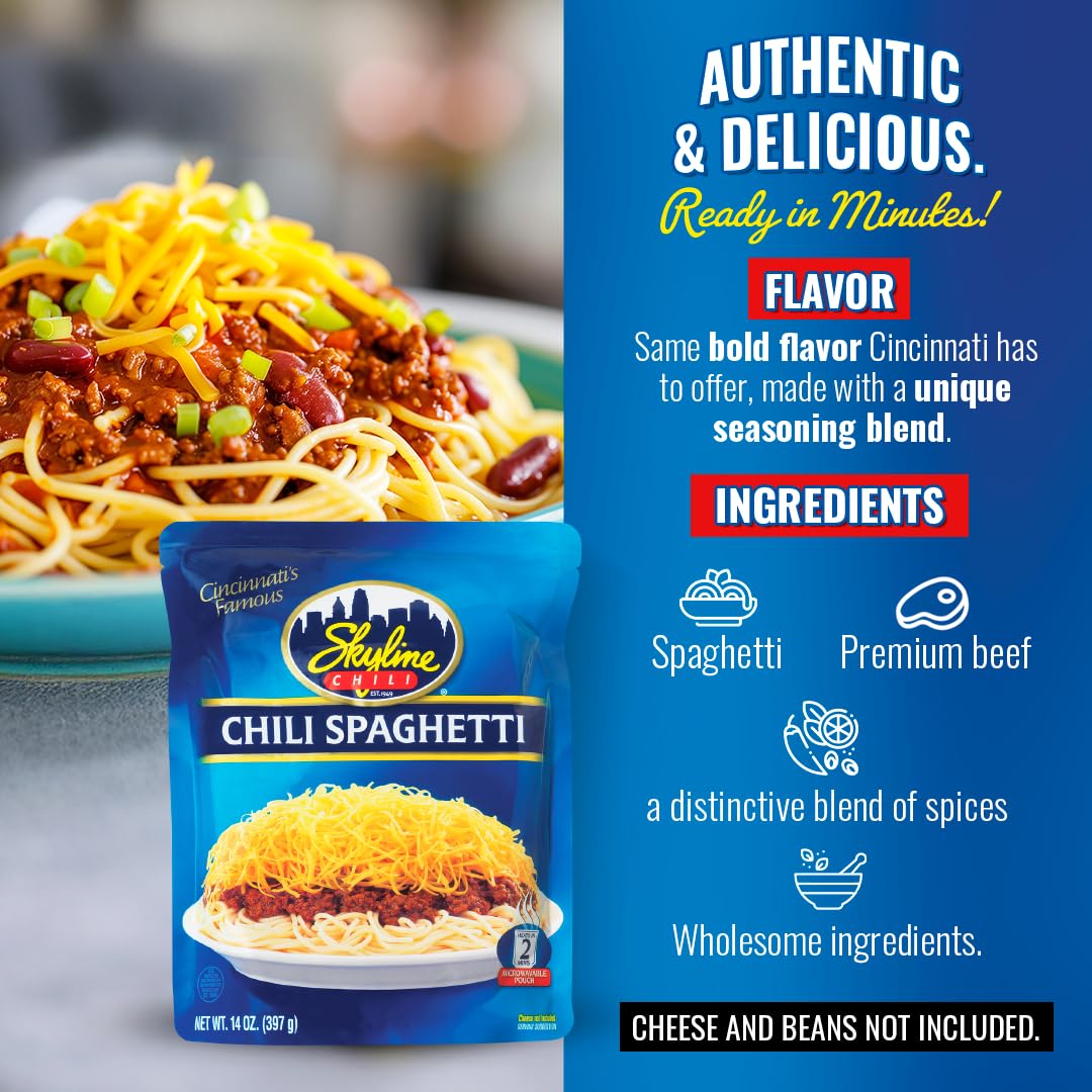 Skyline Chili como topping en hot dog estilo Cheese Coney, opción sabrosa y rápida