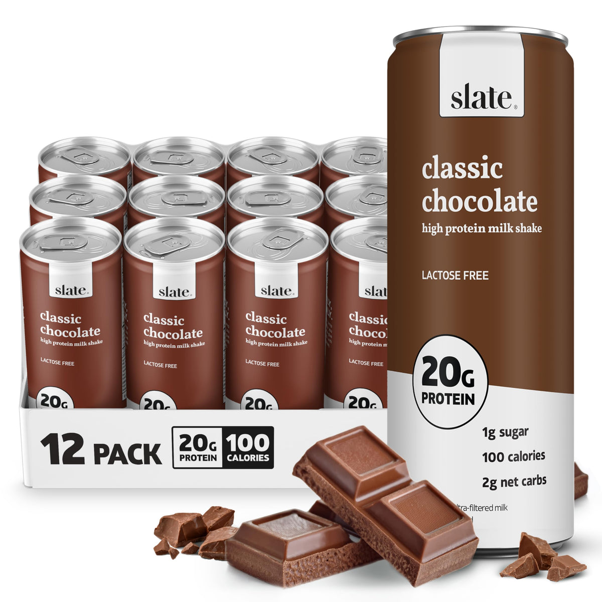 Slate lata frontal chocolate clásico mostrando diseño y conveniencia