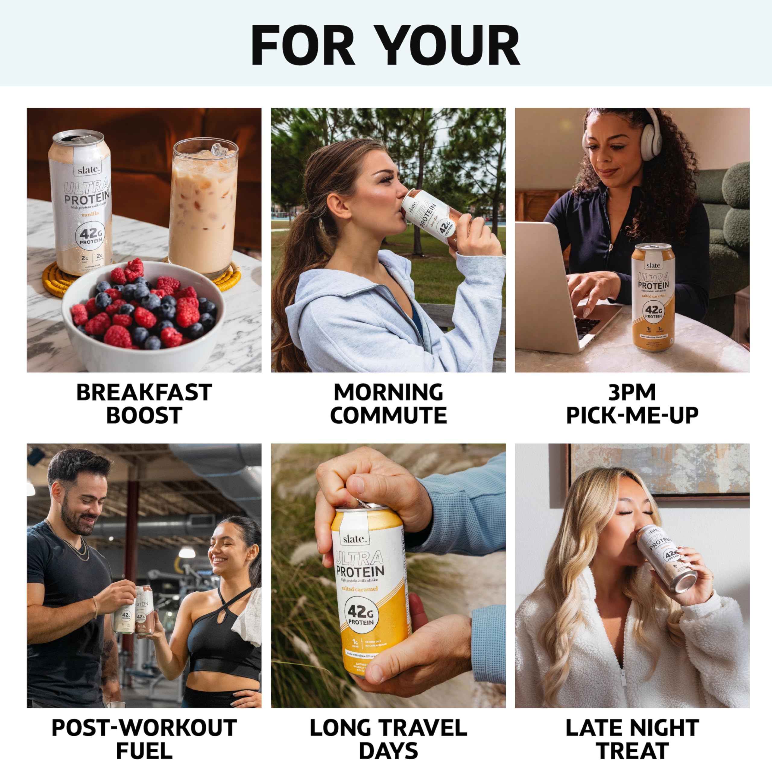 Slate etiqueta nutricional legible con 42g proteína y 1g azúcar