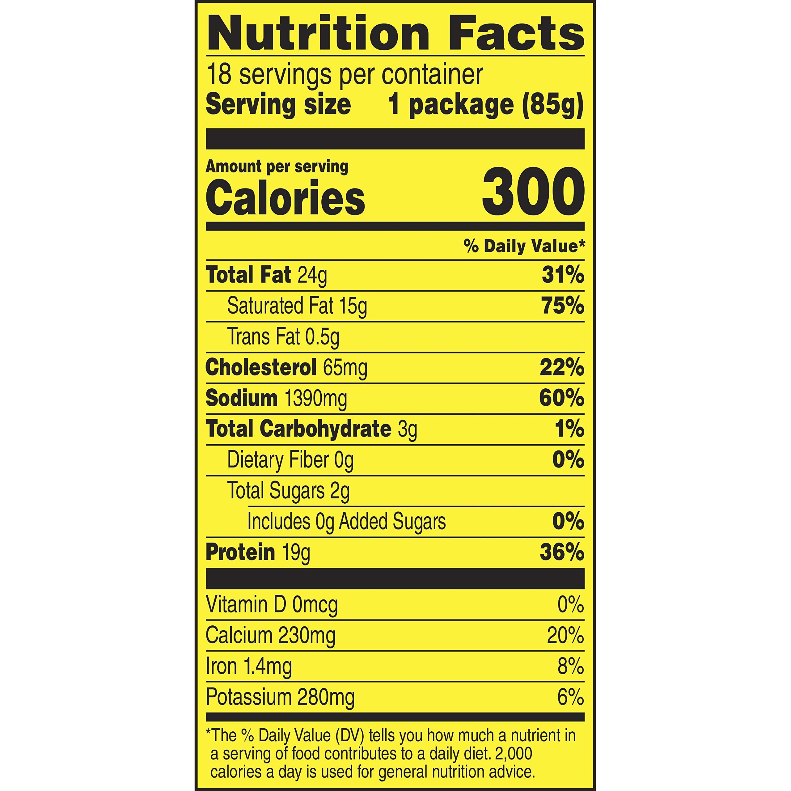 Slim Jim etiqueta con información nutricional y alérgenos visible