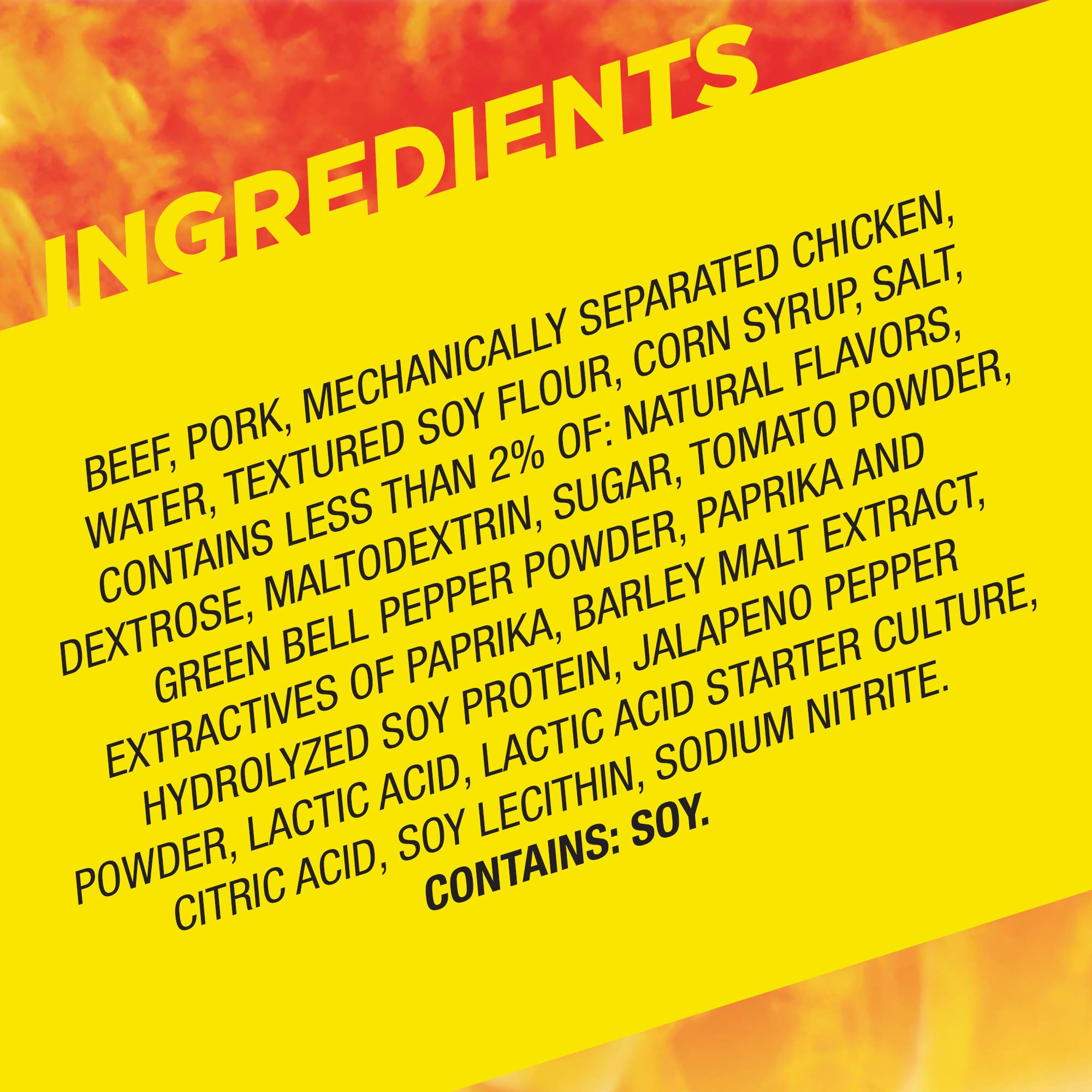 Slim Jim etiqueta de ingredientes y detalles nutricionales visibles
