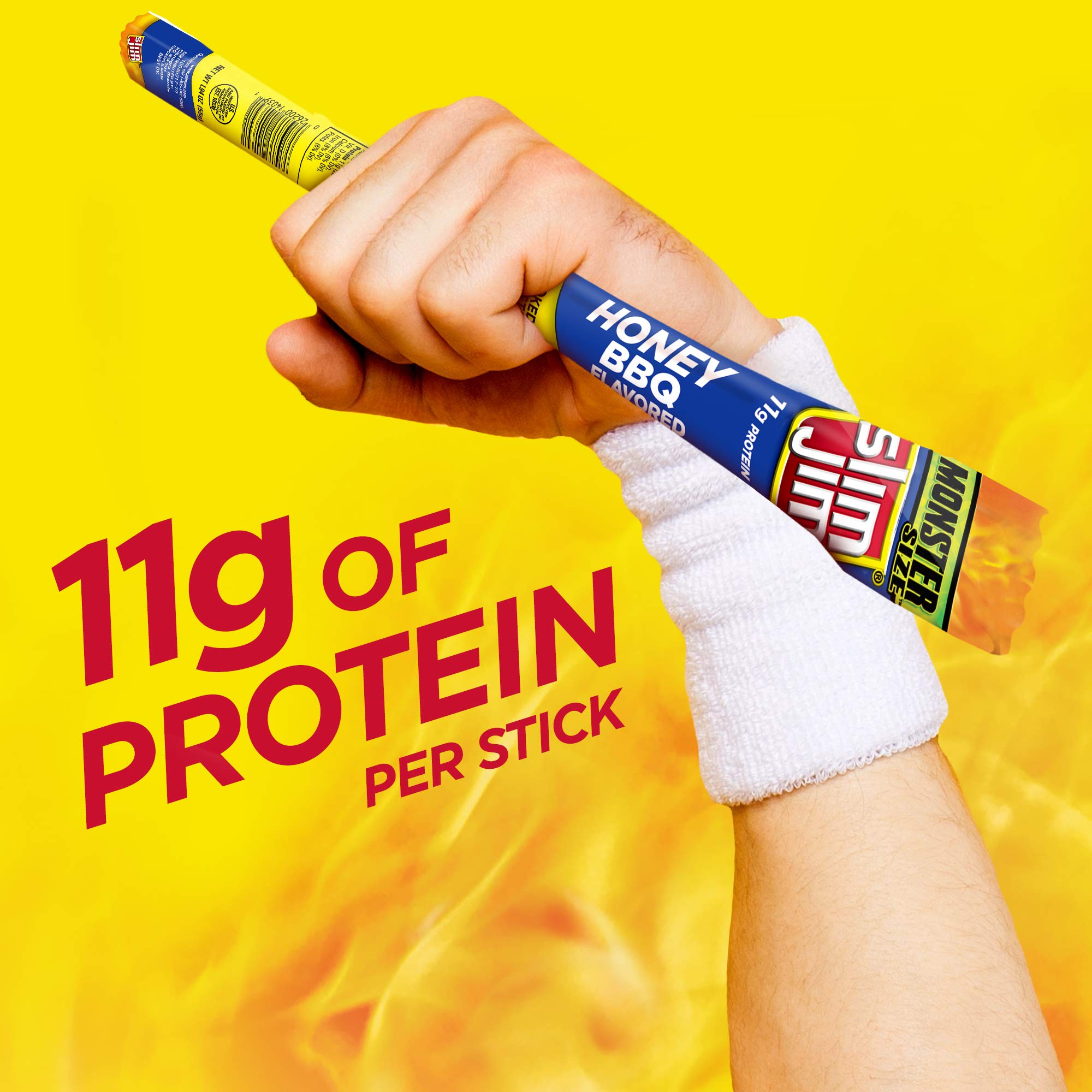 Slim Jim etiqueta nutricional destacando 11 g de proteína