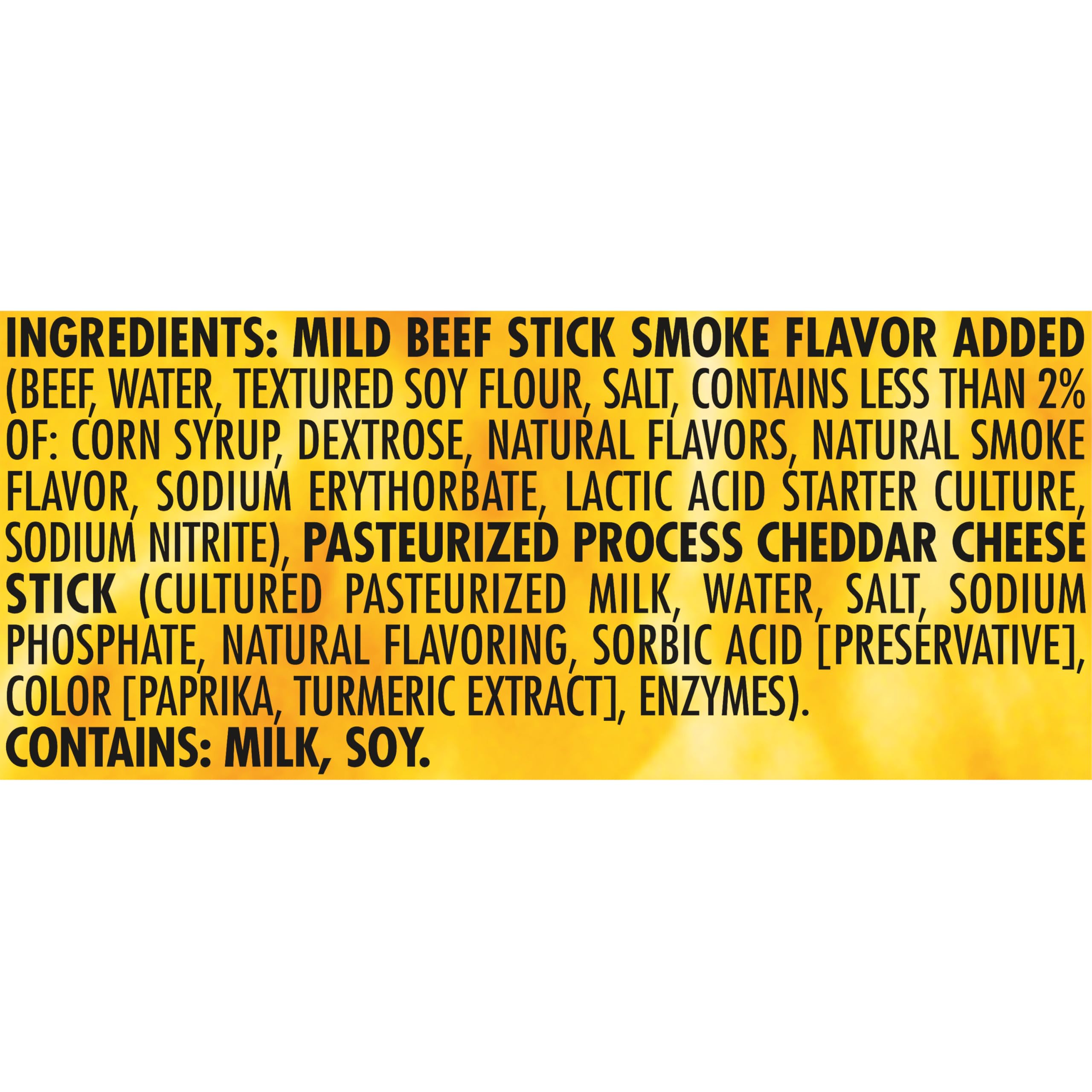 Slim Jim queso cheddar y bastón de carne abiertos para ver relleno