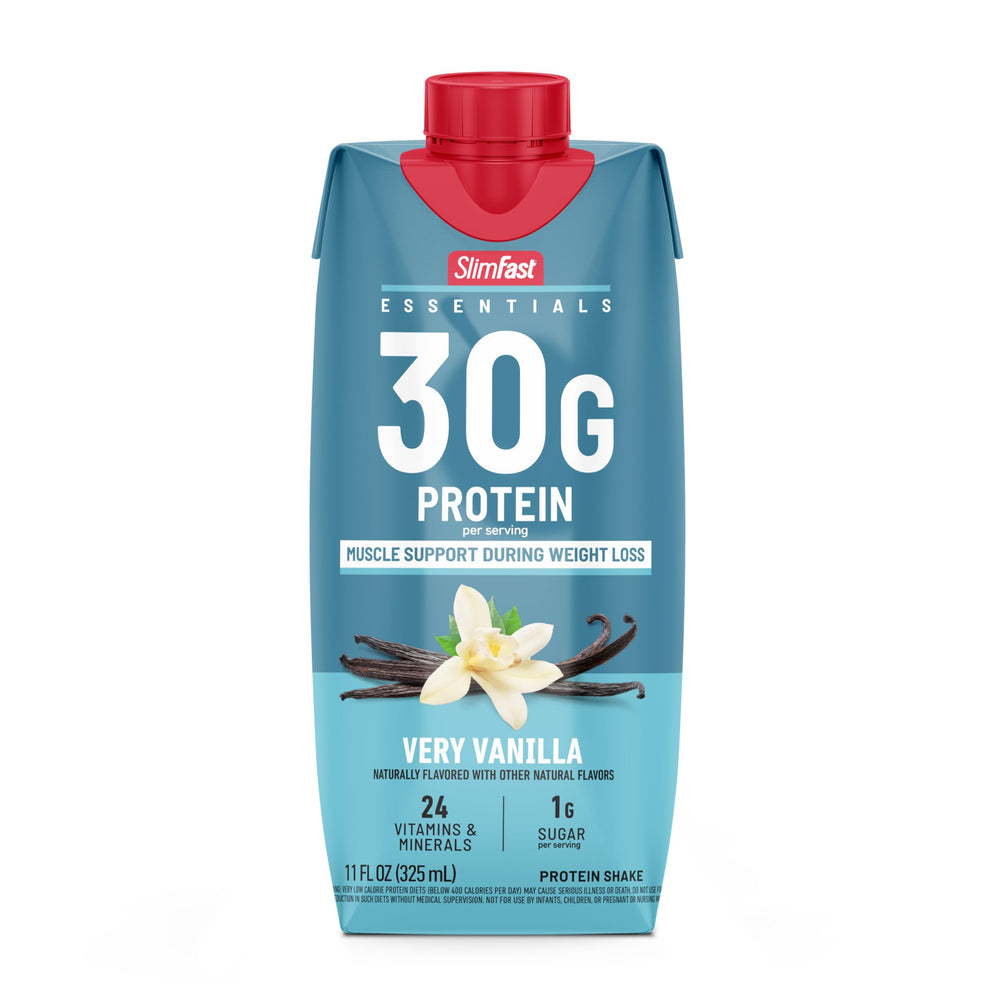 SlimFast escena de desayuno rápido con batido, ideal para rutinas atareadas