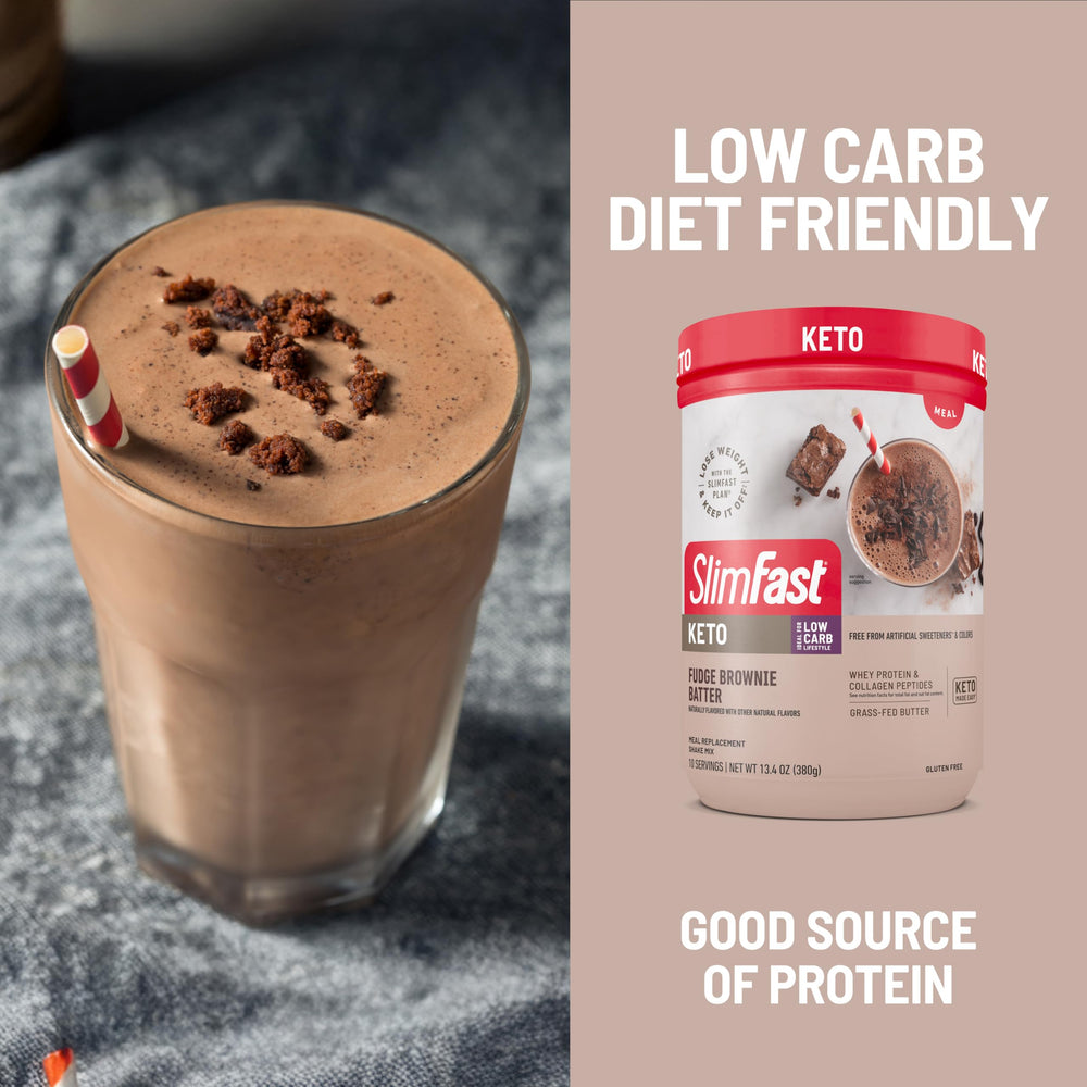 SlimFast etiqueta nutricional en primer plano indicando macros keto y ausencia de azúcar añadida