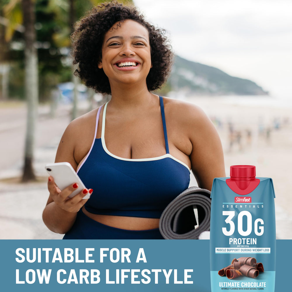 SlimFast etiqueta nutricional e ingredientes con 30 g proteína y 25 vitaminas
