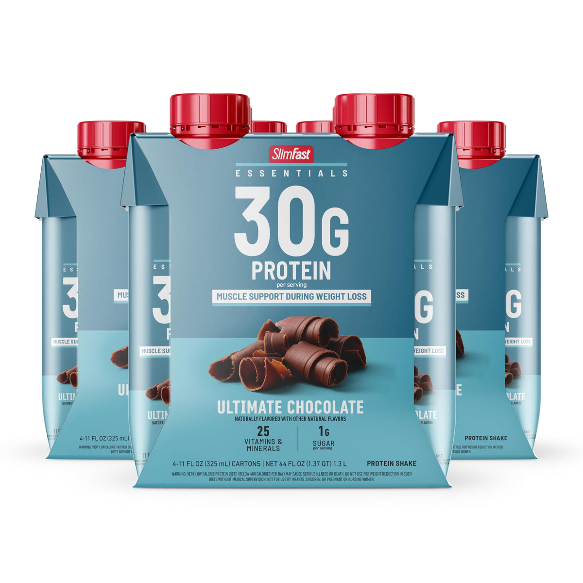 SlimFast envase frontal del batido chocolate mostrando marca y beneficio práctico