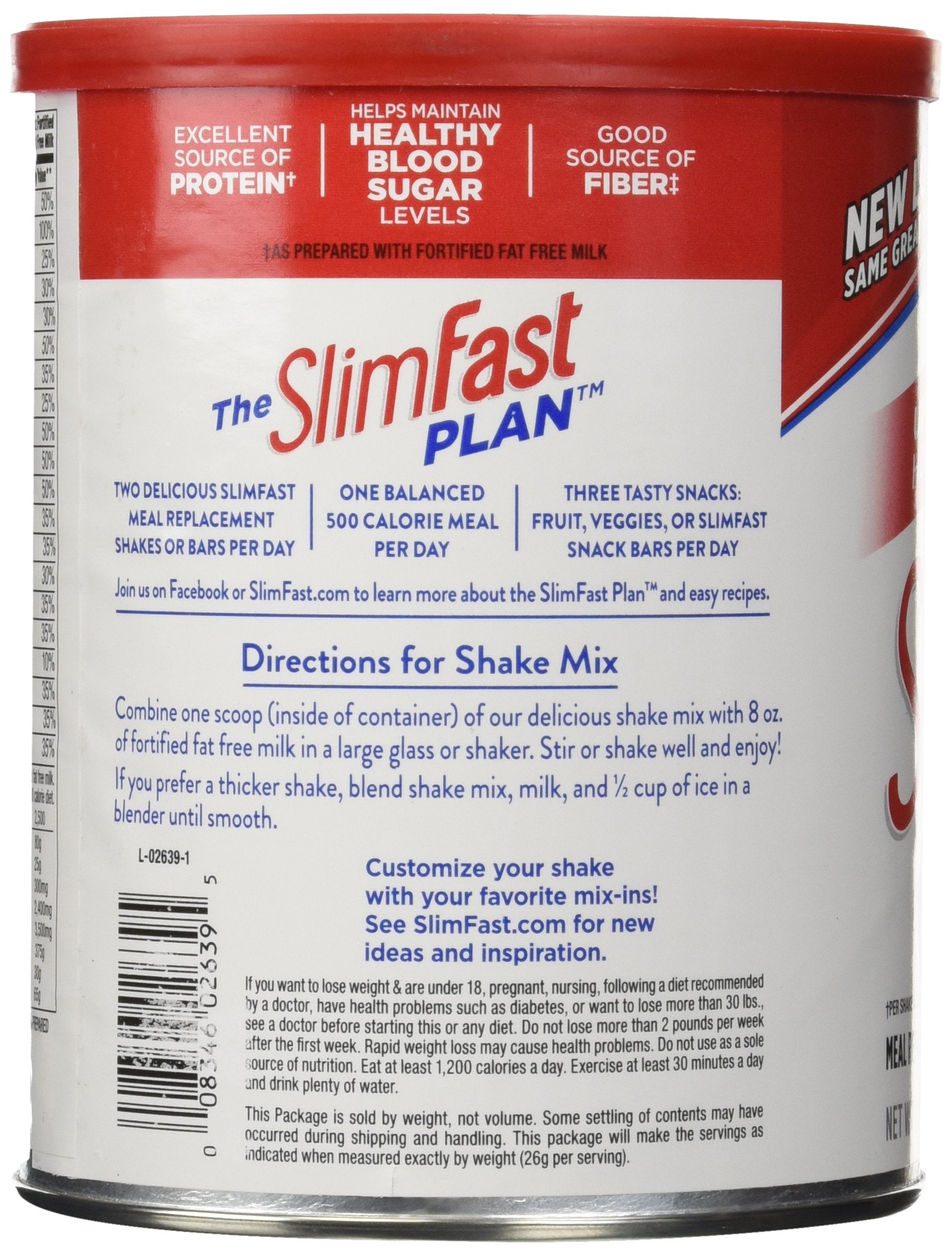 SlimFast detalle del polvo cremoso para mezclar con leche fácilmente