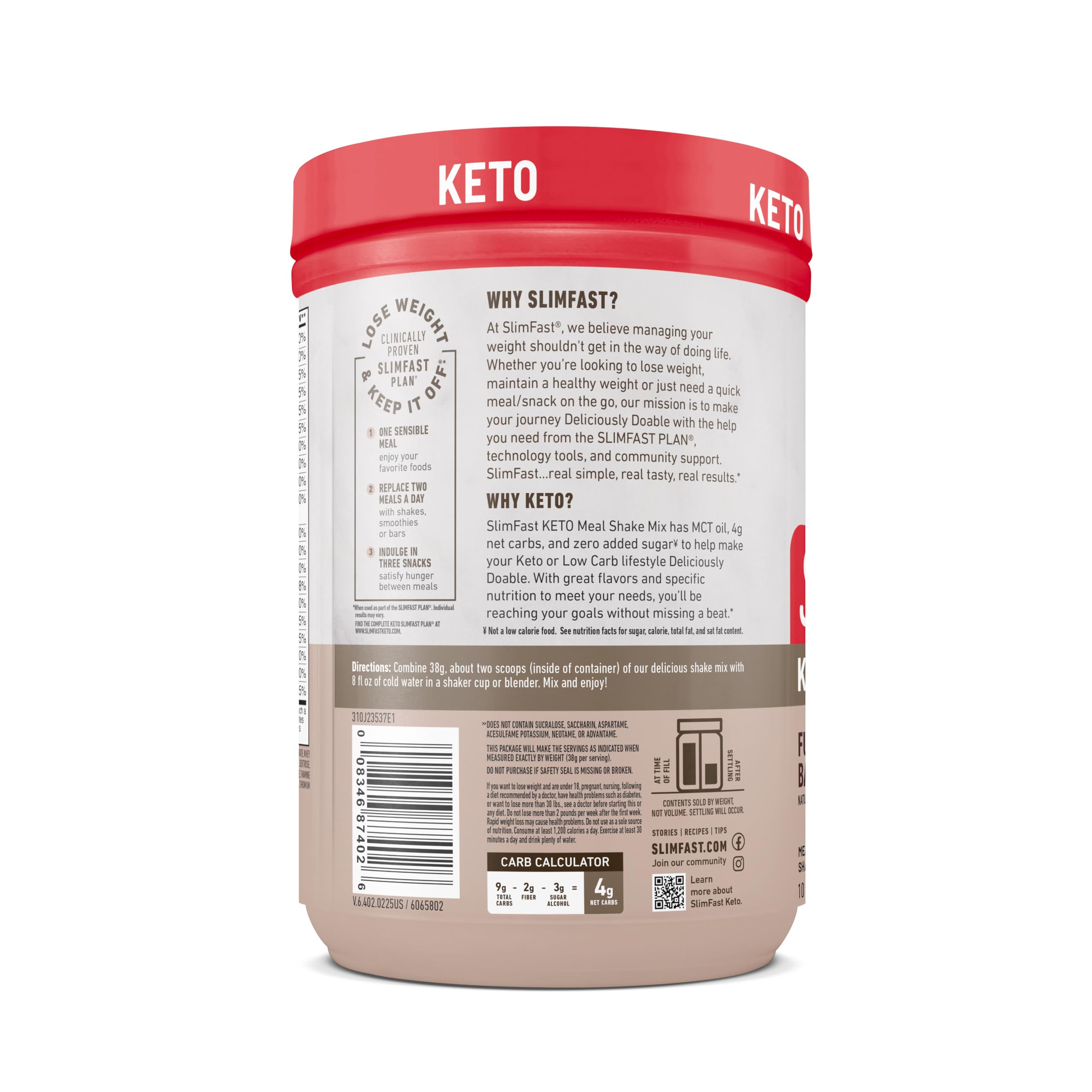 SlimFast vaso junto a regla para comparar tamaño real de porción y control práctico