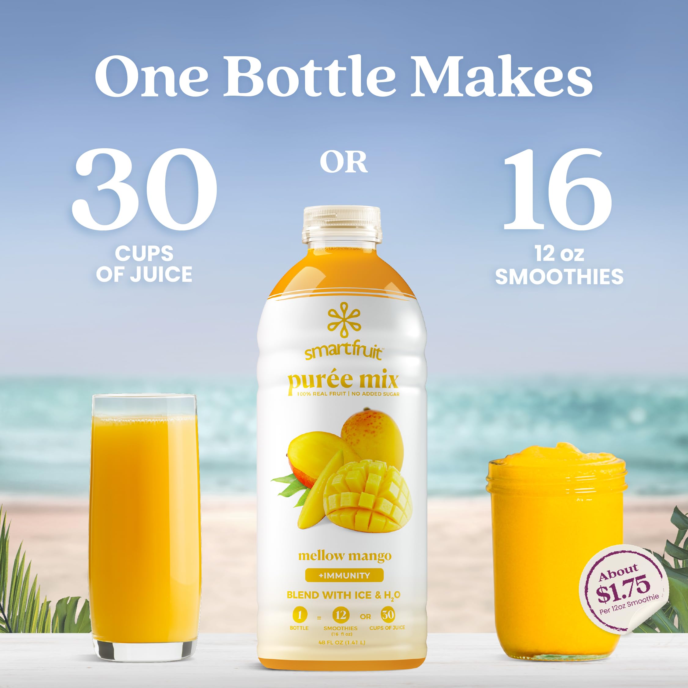 Smartfruit vertido desde la botella para preparar bebidas rápidas