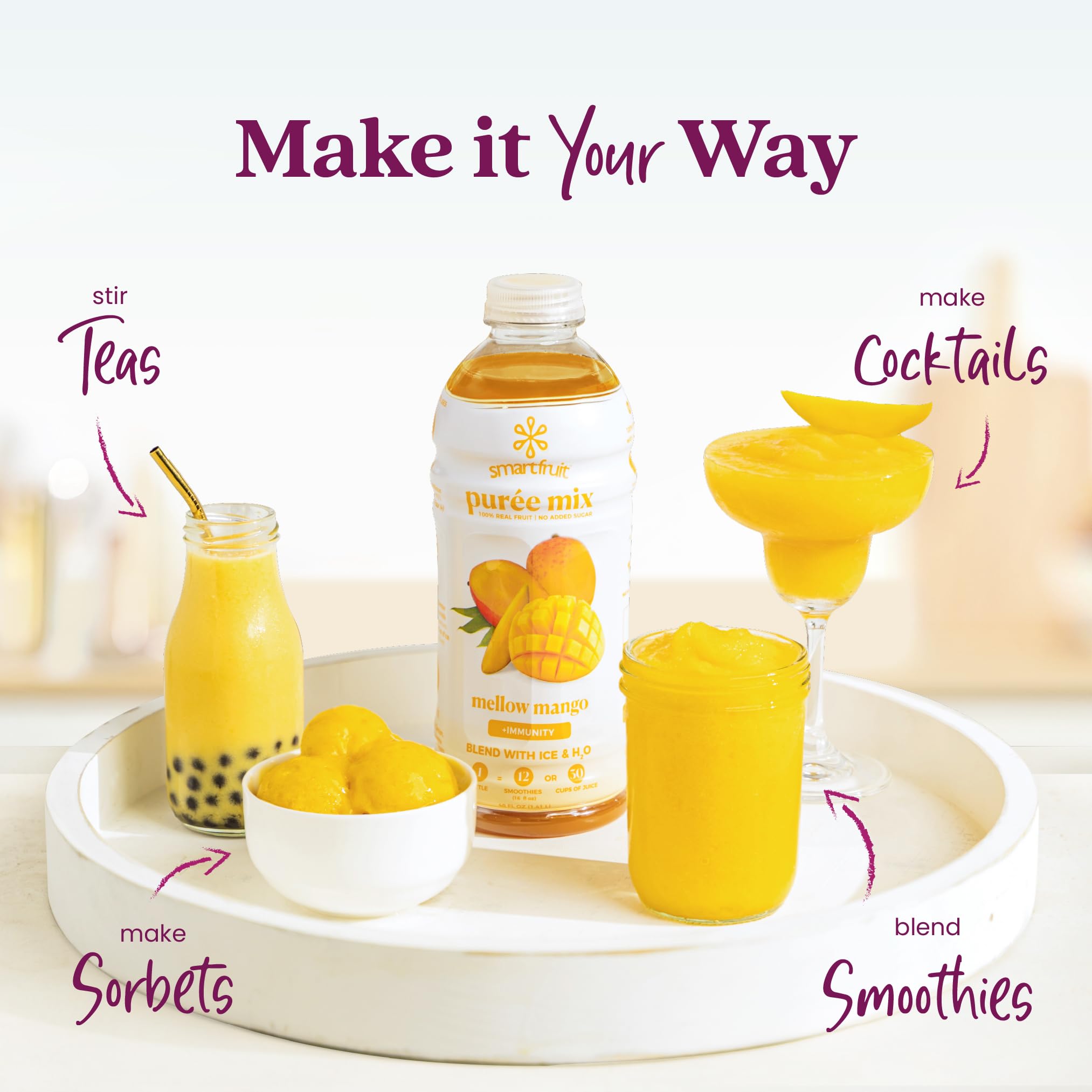 Smartfruit con mango, plátano y piña para confirmar ingredientes reales