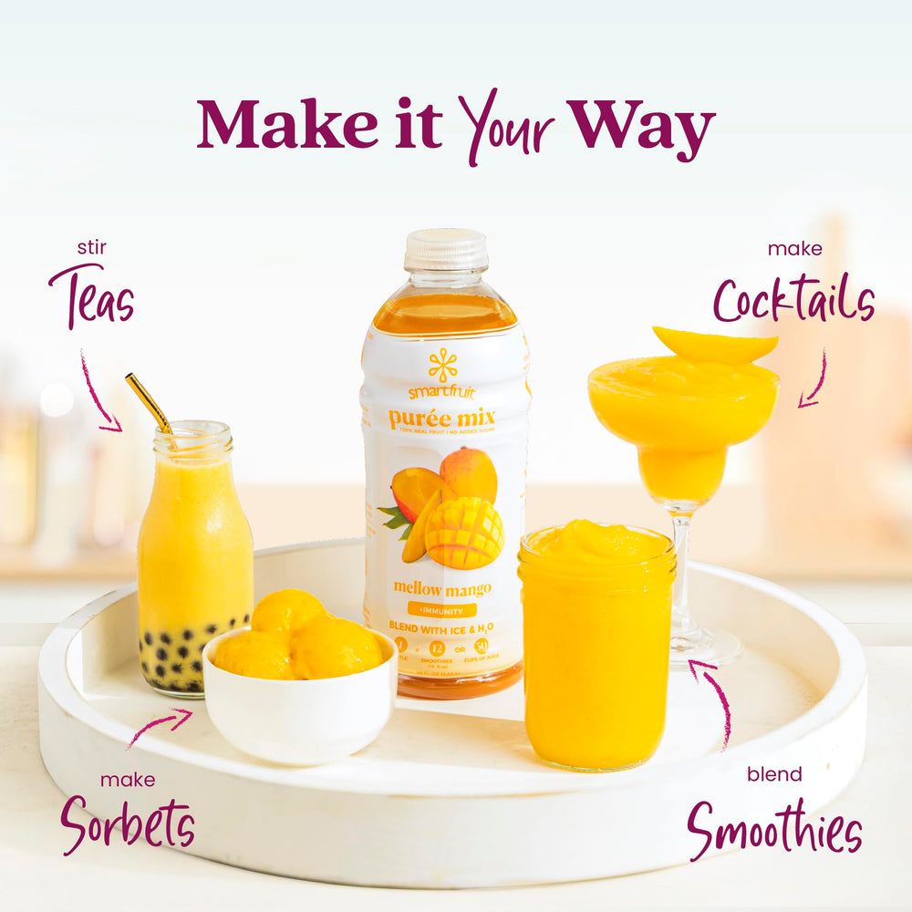 Smartfruit con mango, plátano y piña para confirmar ingredientes reales