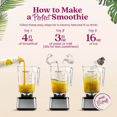 Smartfruit smoothie servido en vaso con color natural intenso