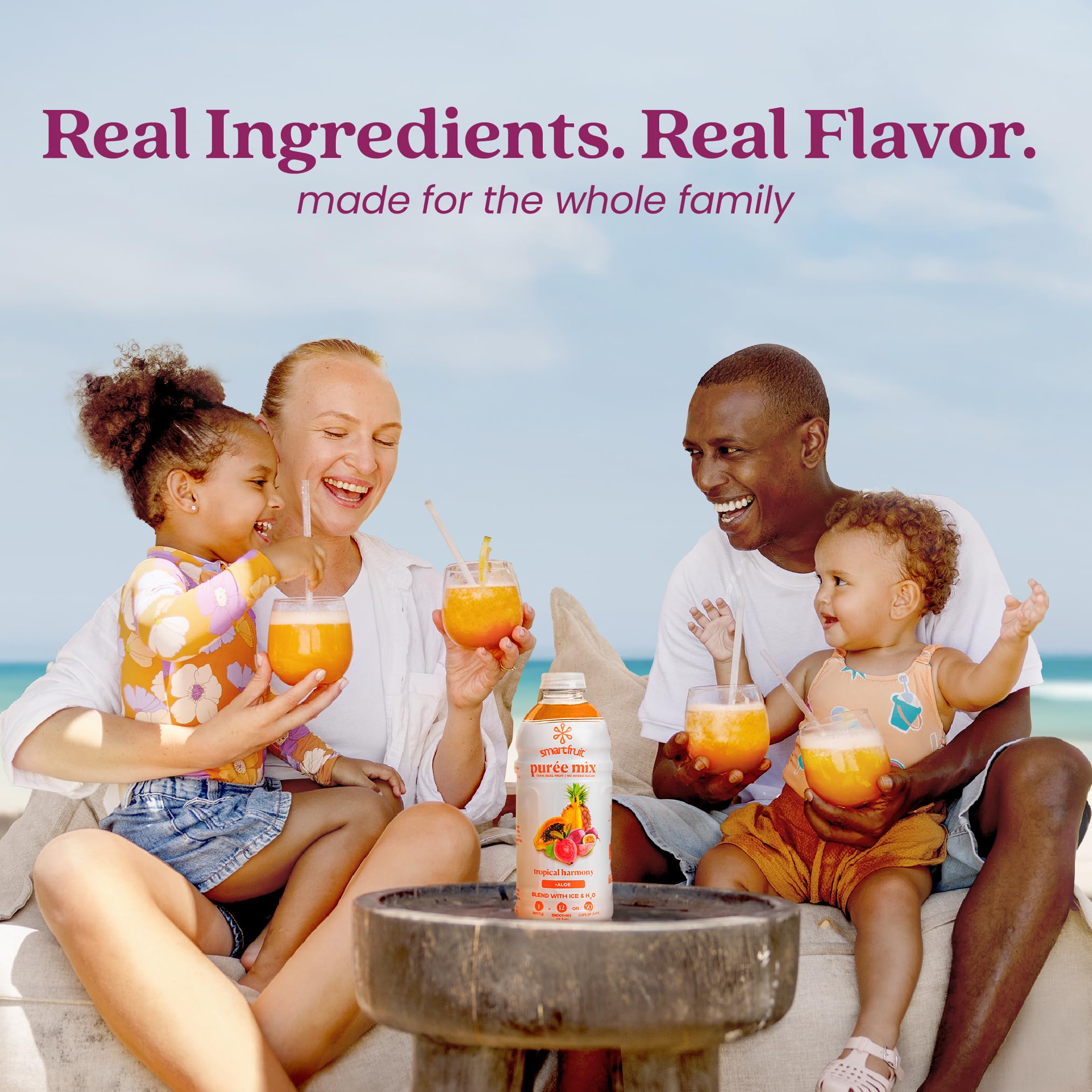 Smartfruit puré vertido sobre parfait de yogur, añade fruta real y color natural