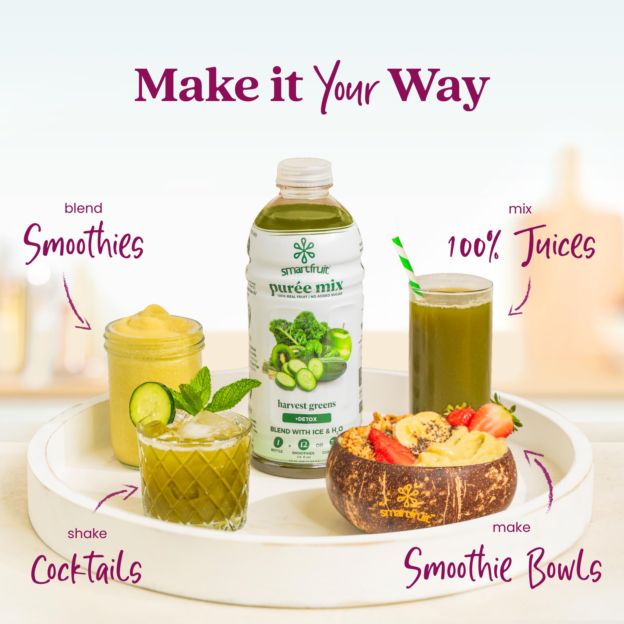 Smartfruit puré vertido sobre yogurt en parfait para más sabor natural