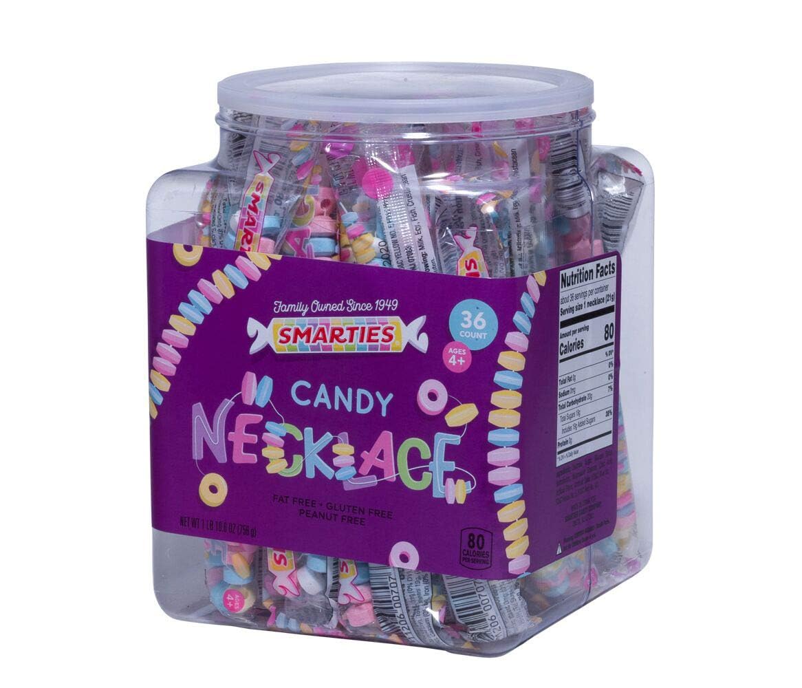 Smarties collar frontal mostrando el tubo completo y cantidad