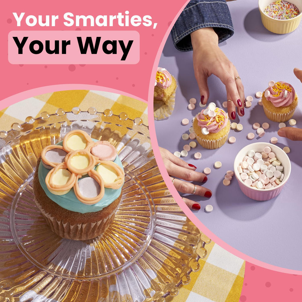 Smarties comparación tamaño con monedas para referencia práctica