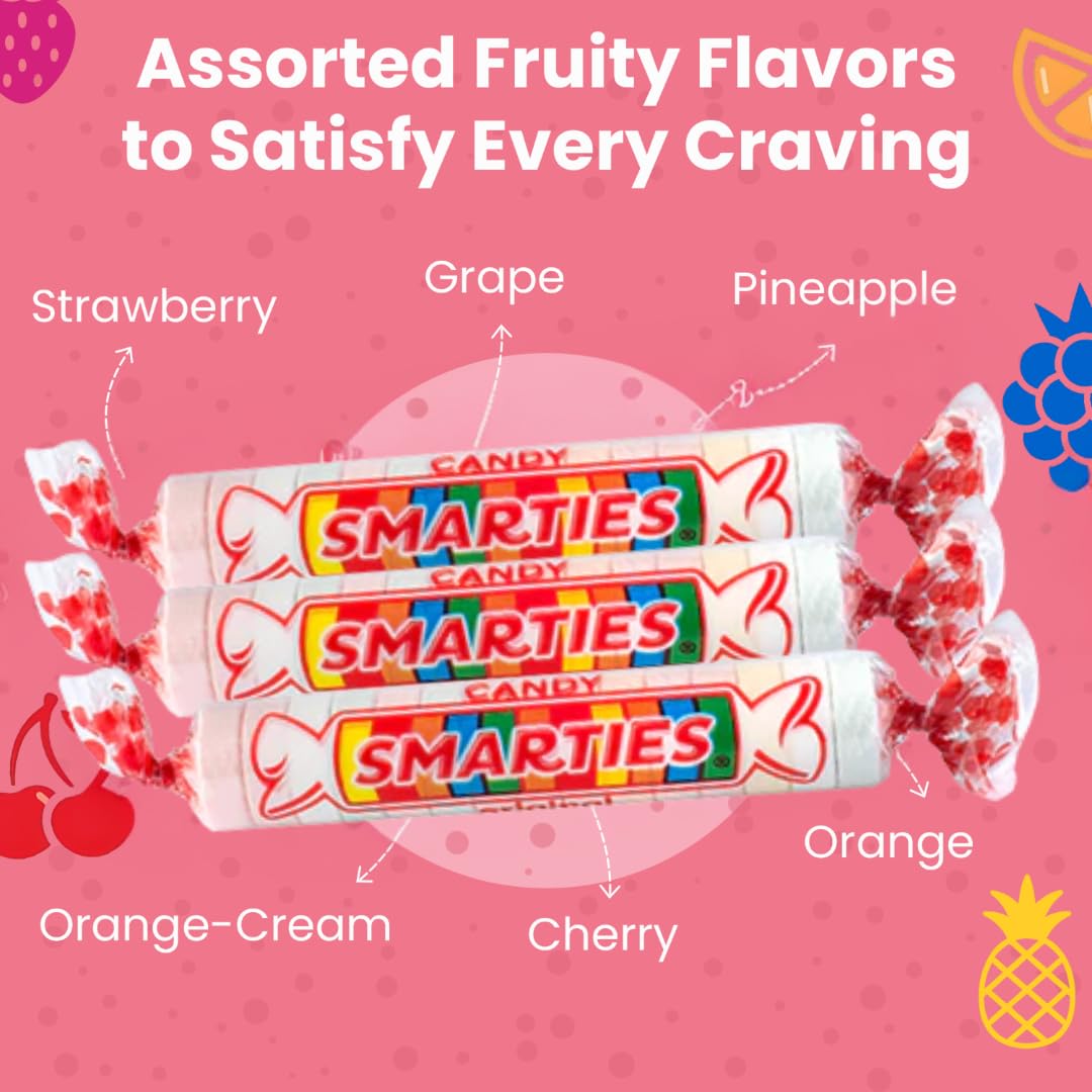 Smarties monton de rollos empaquetados individualmente listos para repartir