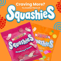 Smarties Squashies junto a una regla mostrando tamaño de las porciones