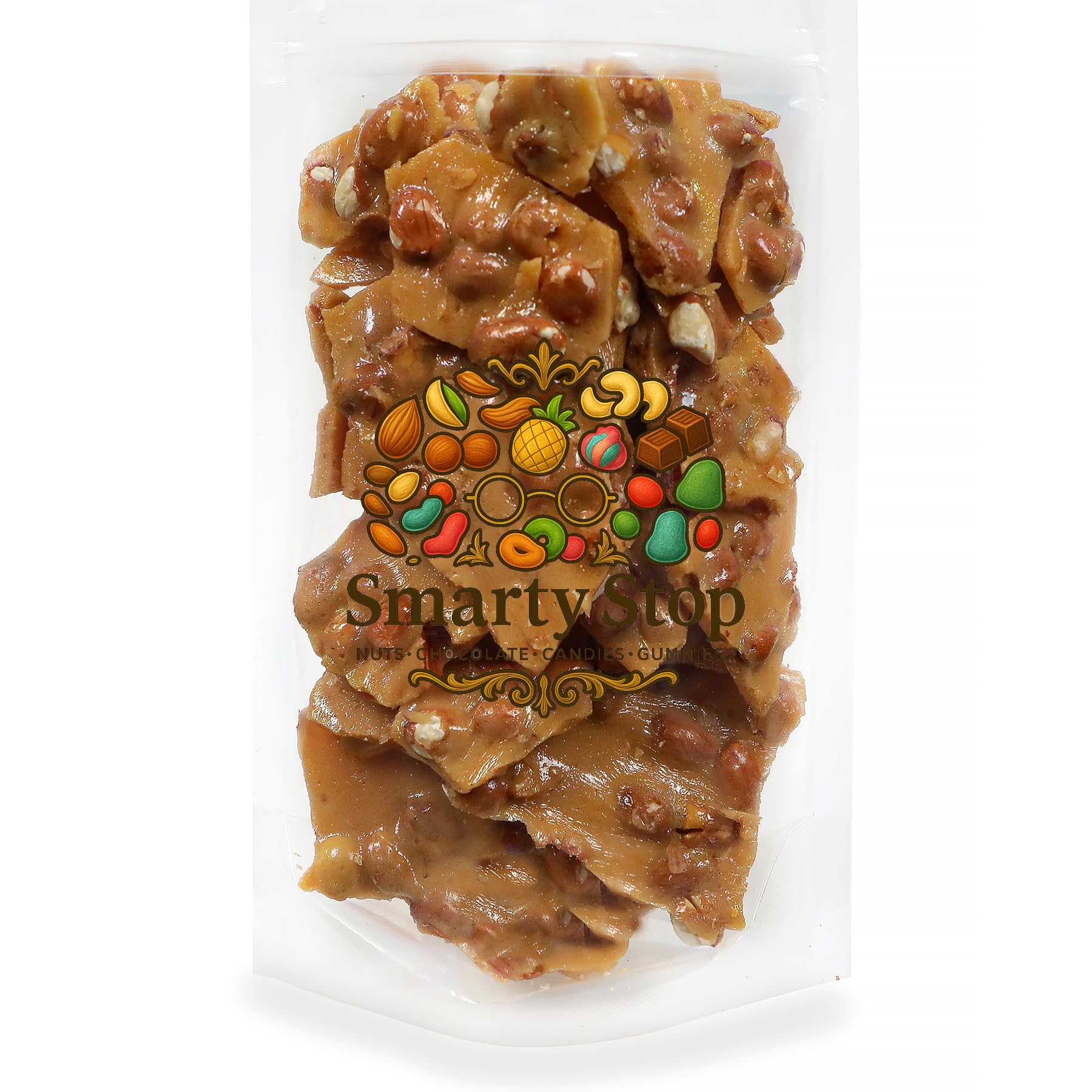 Porciones envueltas en celofán hechas con Peanut Brittle Smarty Stop perfectas para regalo