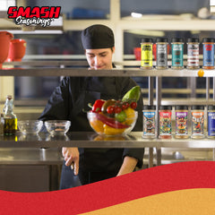Smash Seasonings en sartén con verduras, realza sabor umami al instante