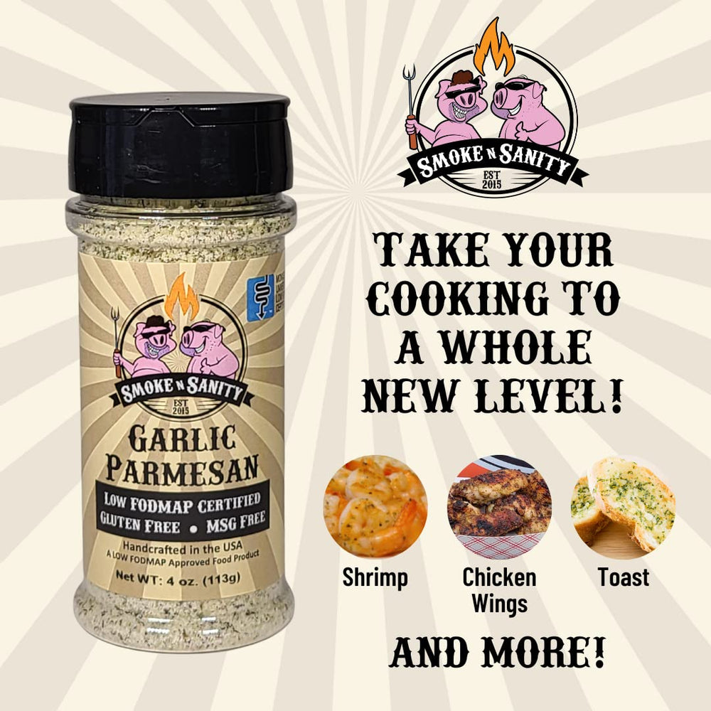 Smoke n Sanity sazonando pollo antes de hornear para sabor bajo FODMAP