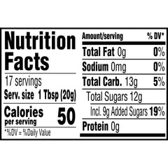Smucker's frasco 12 oz junto a cubiertos para comparar tamaño y porción