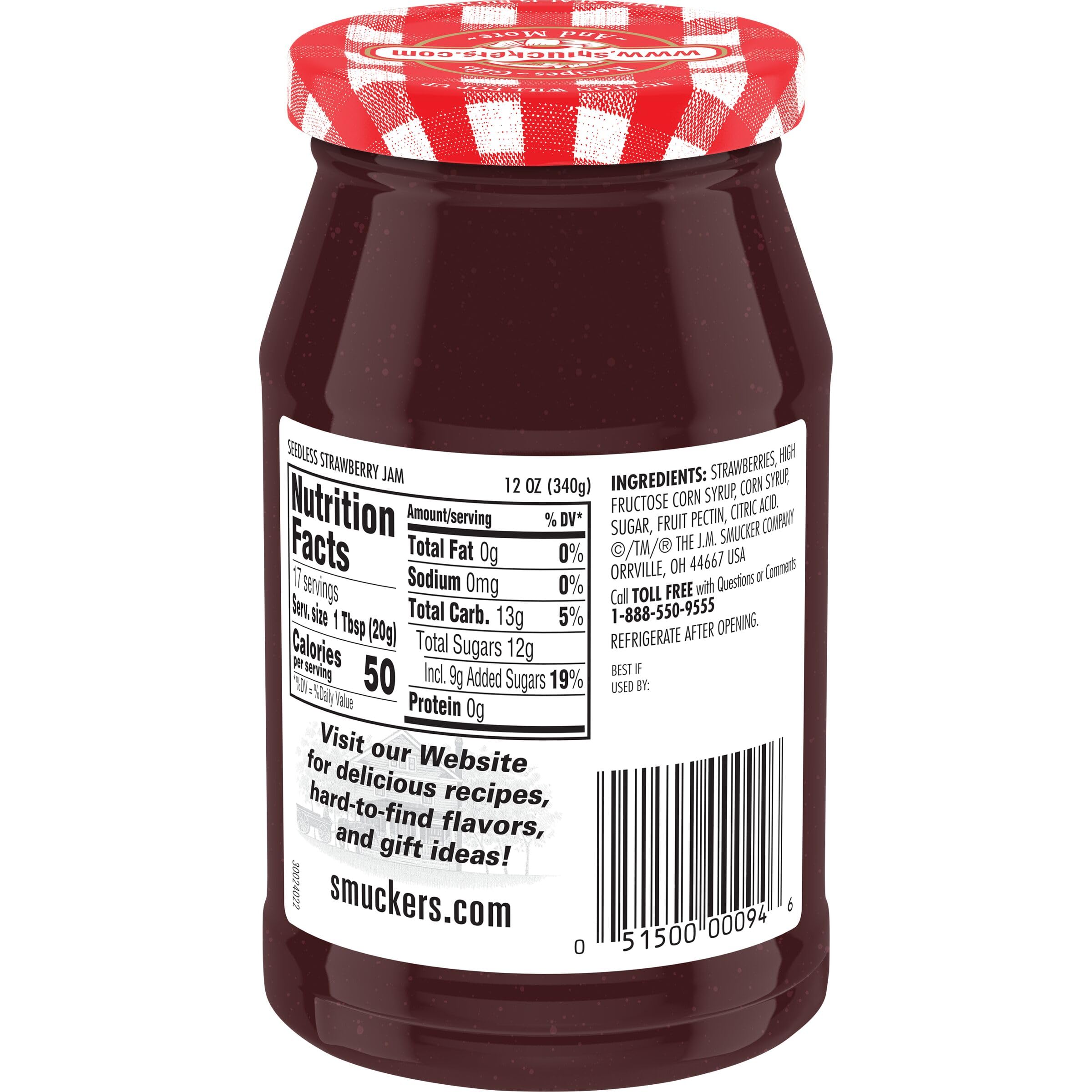 Smucker's primer plano de textura de mermelada sin semillas, untado fácil