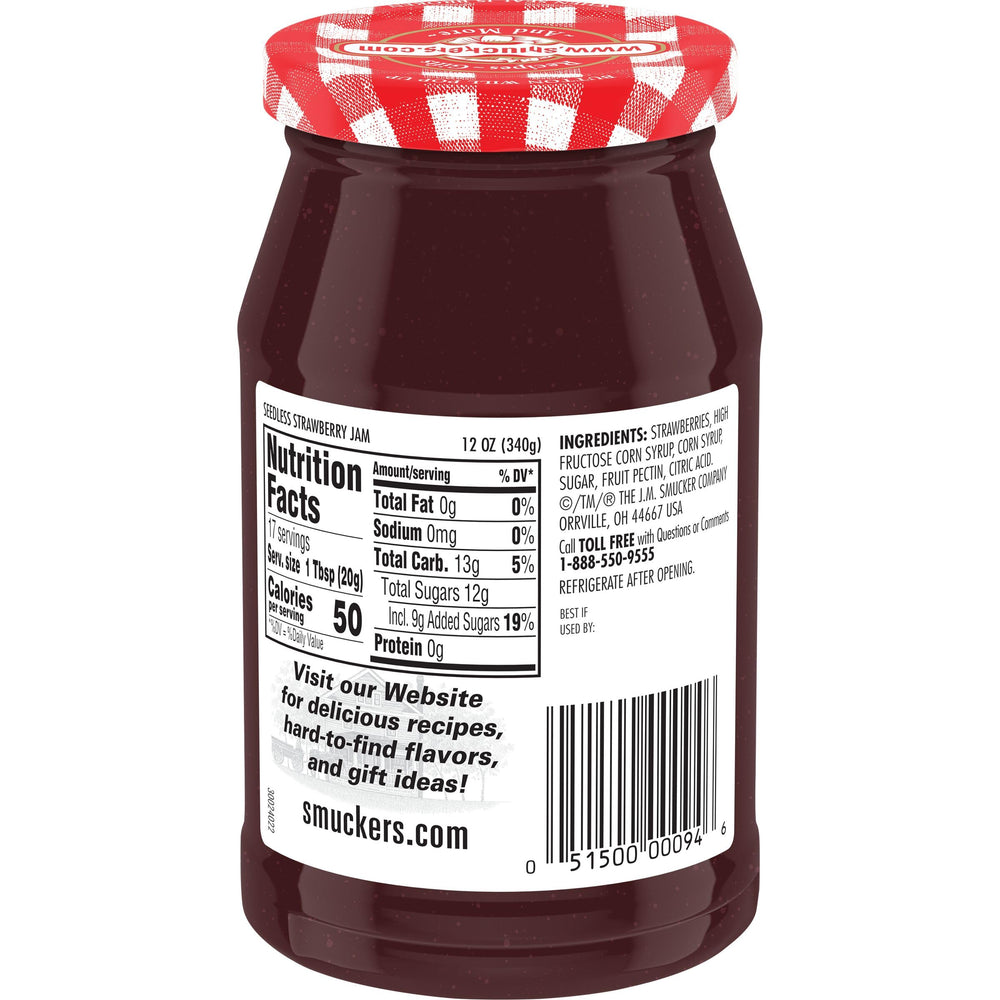 Smucker's primer plano de textura de mermelada sin semillas, untado fácil