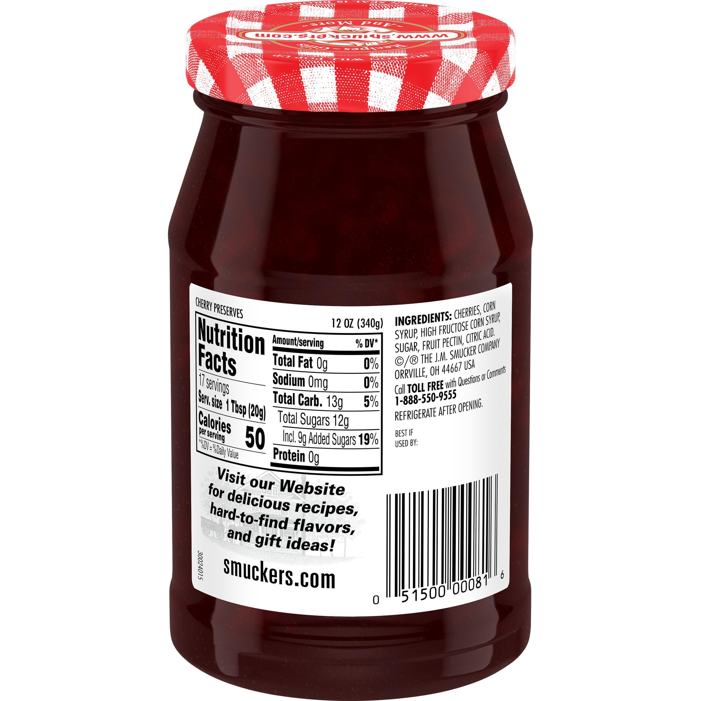 Smucker's close-up de trozos de cereza que aporta textura y sabor