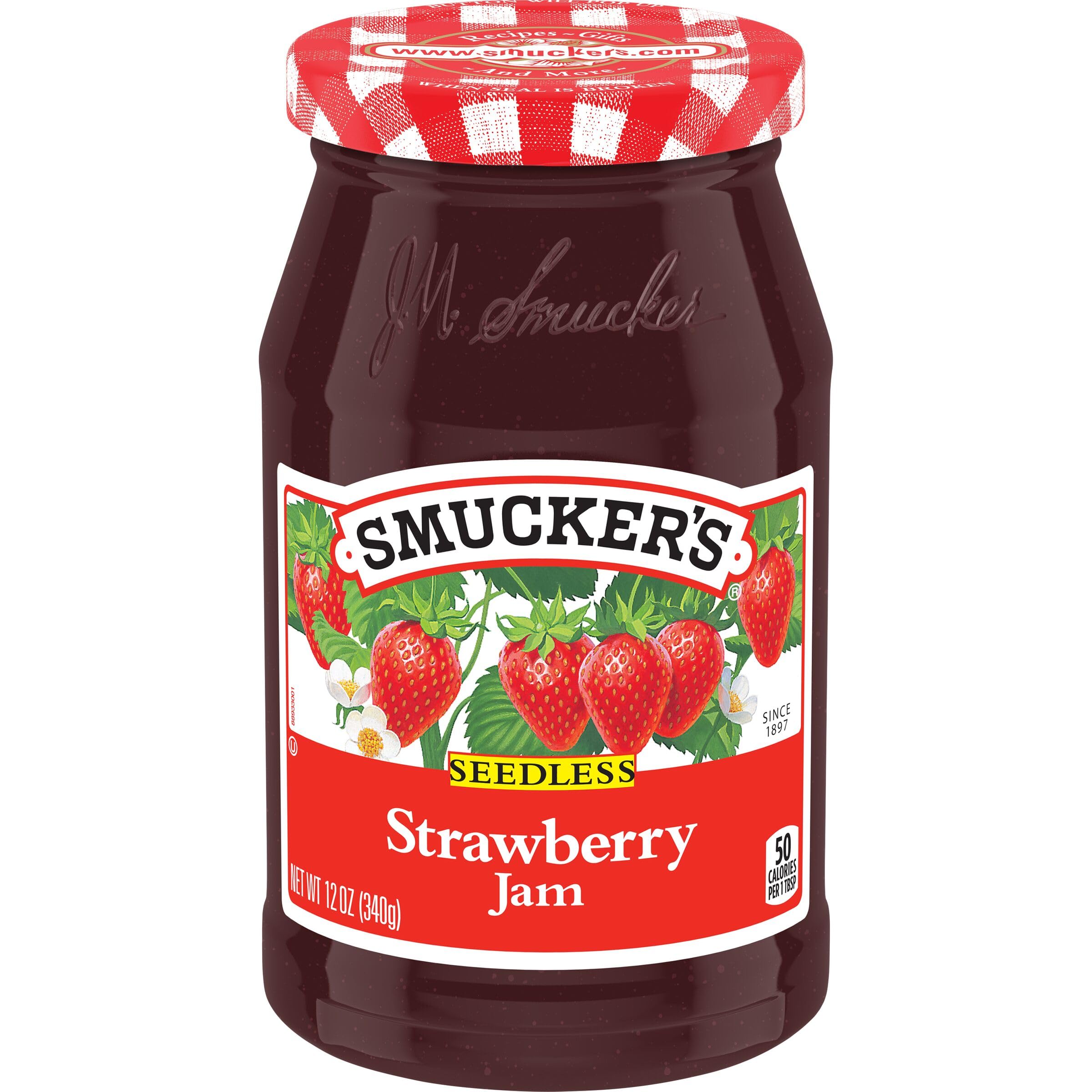 Smucker's vista frontal del pack de seis frascos mostrando ahorro y conveniencia