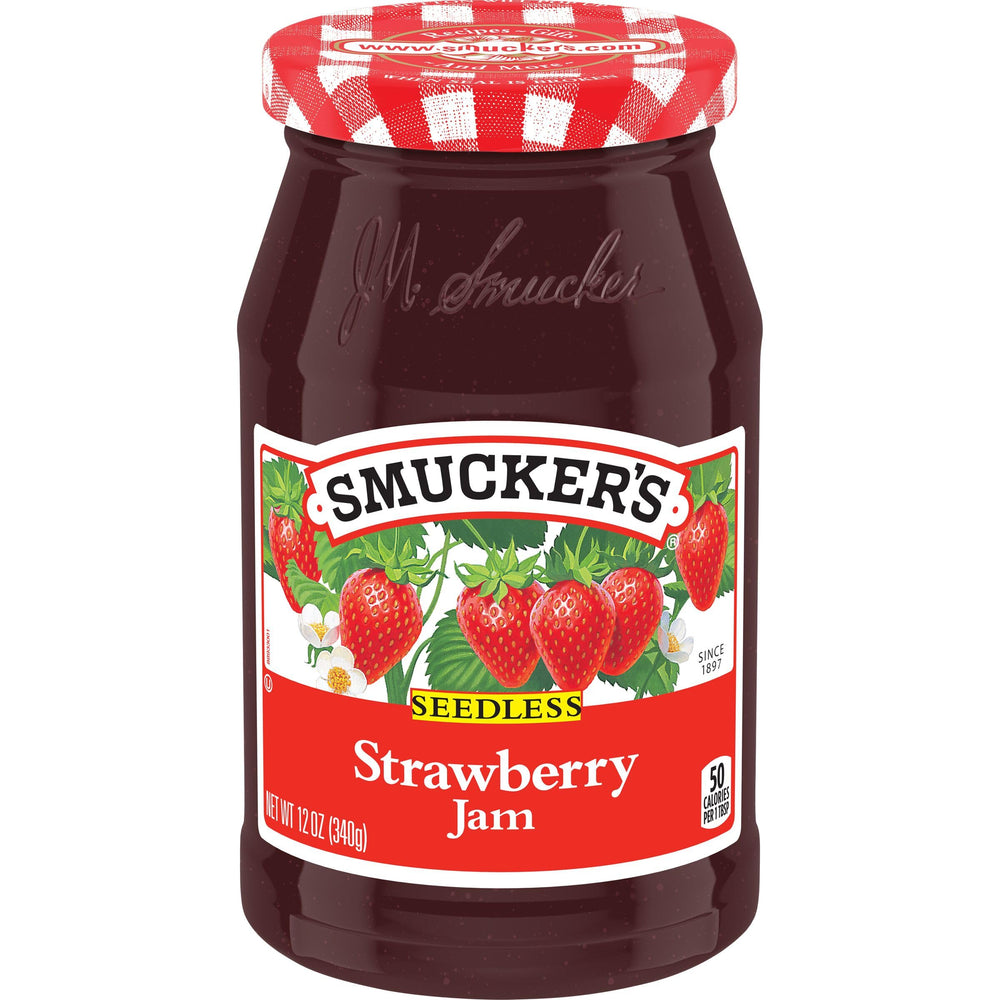 Smucker's vista frontal del pack de seis frascos mostrando ahorro y conveniencia