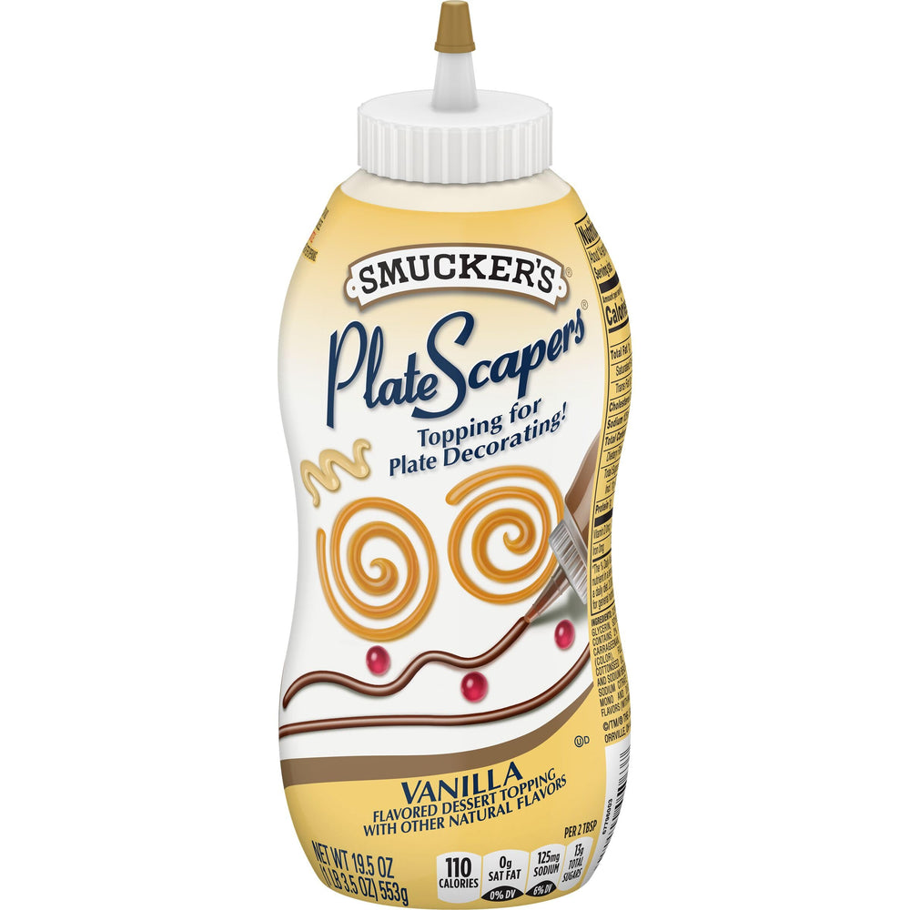 Smucker's envase frontal del pack de 12 PlateScapers vainilla mostrando el diseño y cantidad
