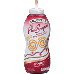 Smucker's Plate Scapers frambuesa frente del envase, color vibrante para presentar postres