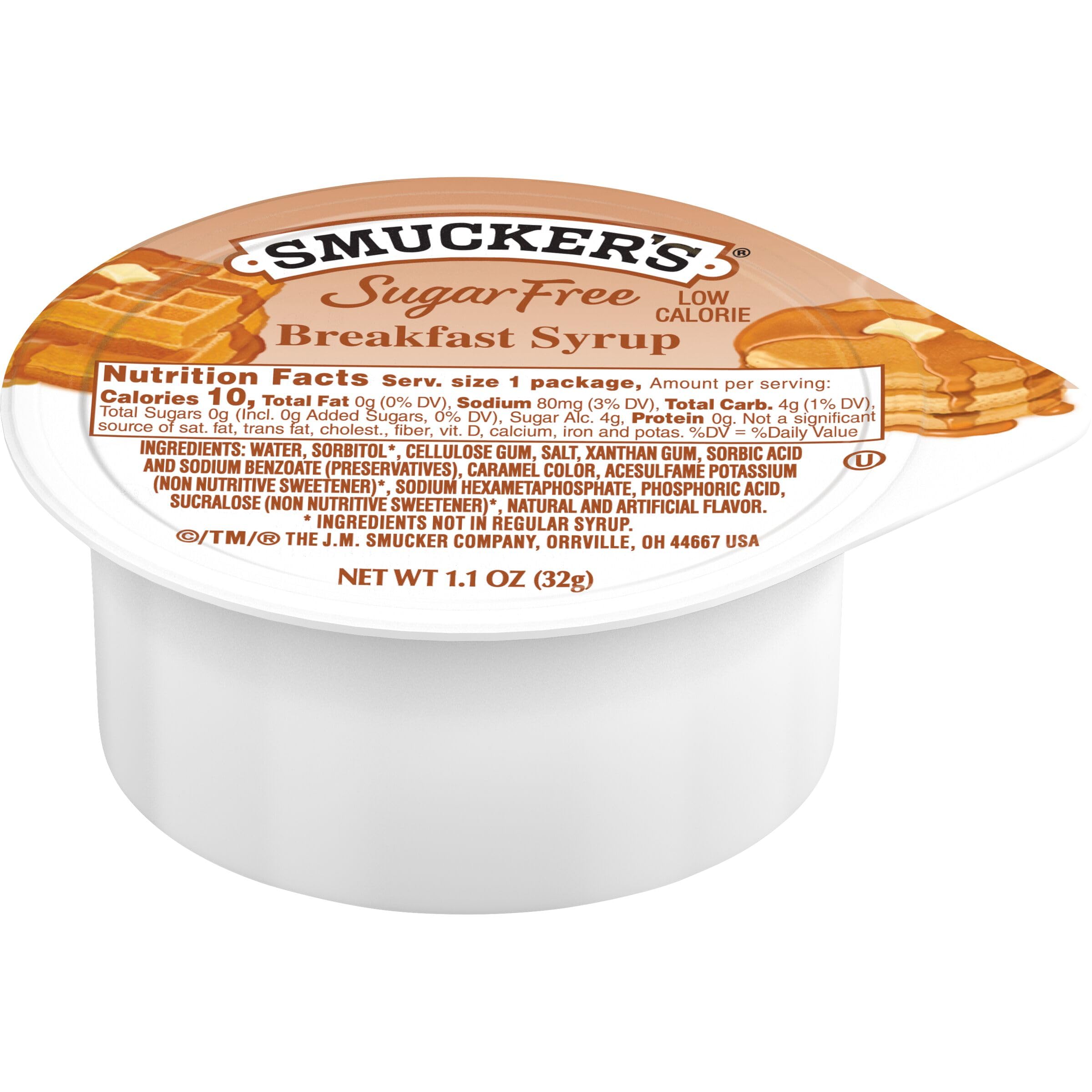 Smucker's vaso individual frontal mostrando empaque y facilidad de servir