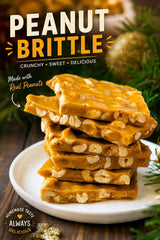 Snack Delight piezas de peanut brittle en plato listas para compartir