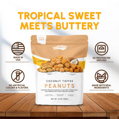 Snackathon bolsa abierta con cacahuetes para servir como snack dulce y salado