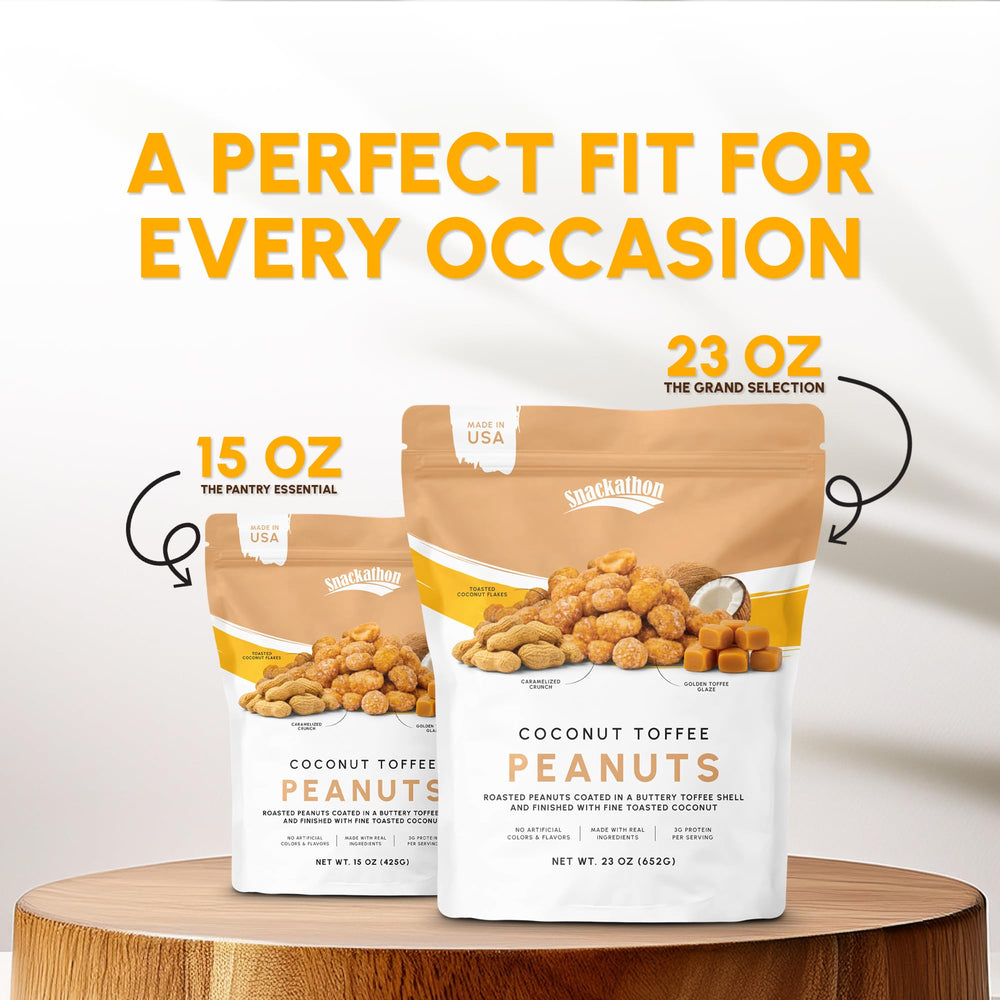 Snackathon bolsa junto a una taza para comparar tamaño y porción práctica