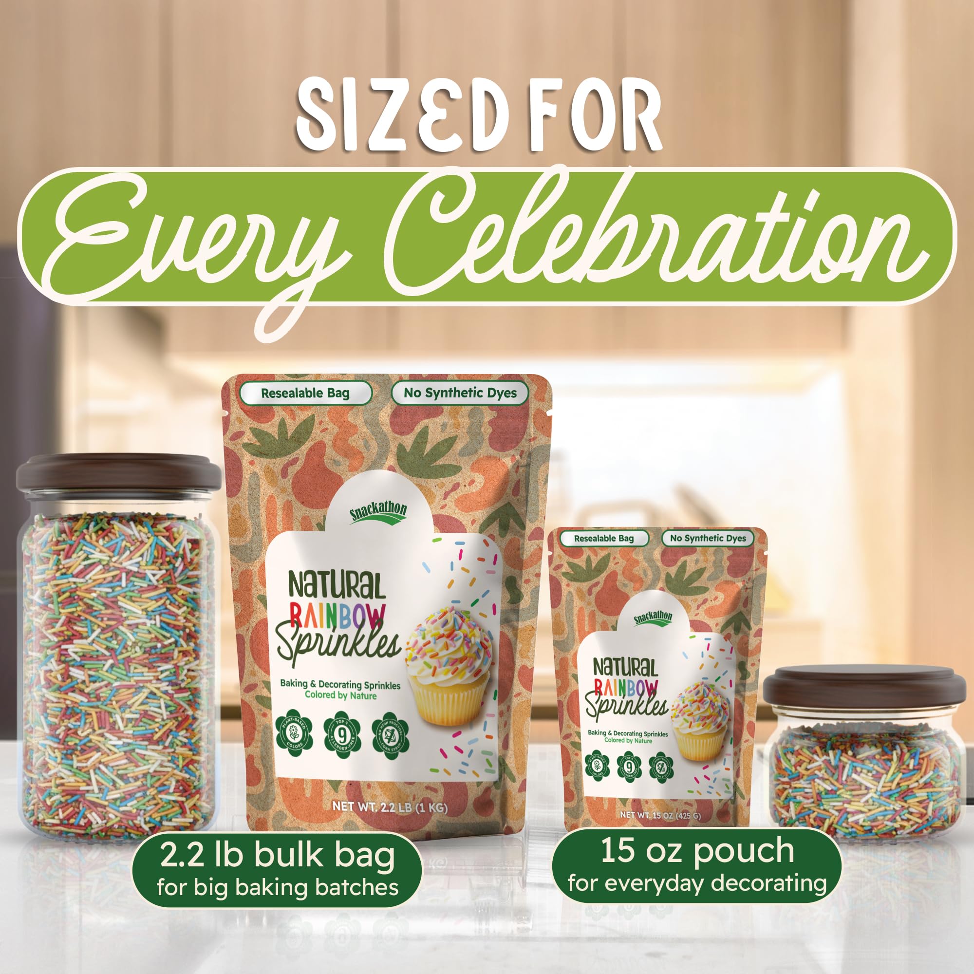 Snackathon comparación de escala 15 oz junto a taza medidora, tamaño doméstico práctico