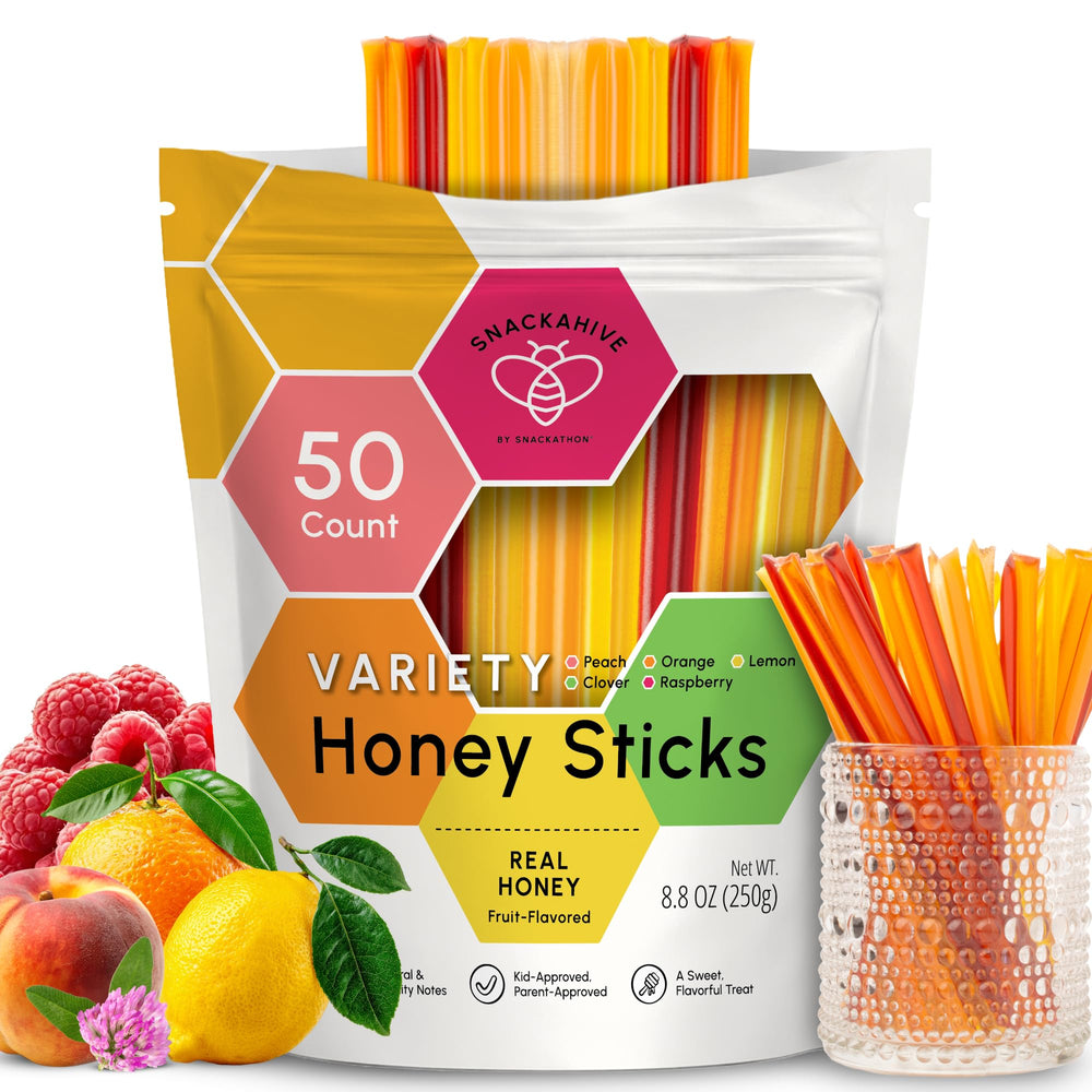 Snackathon frente del empaque con variedad de sabores visibles y conveniencia