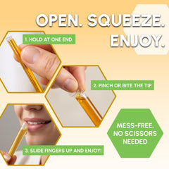 Snackathon bolsa resellable abierta con pajitas, mantiene frescura