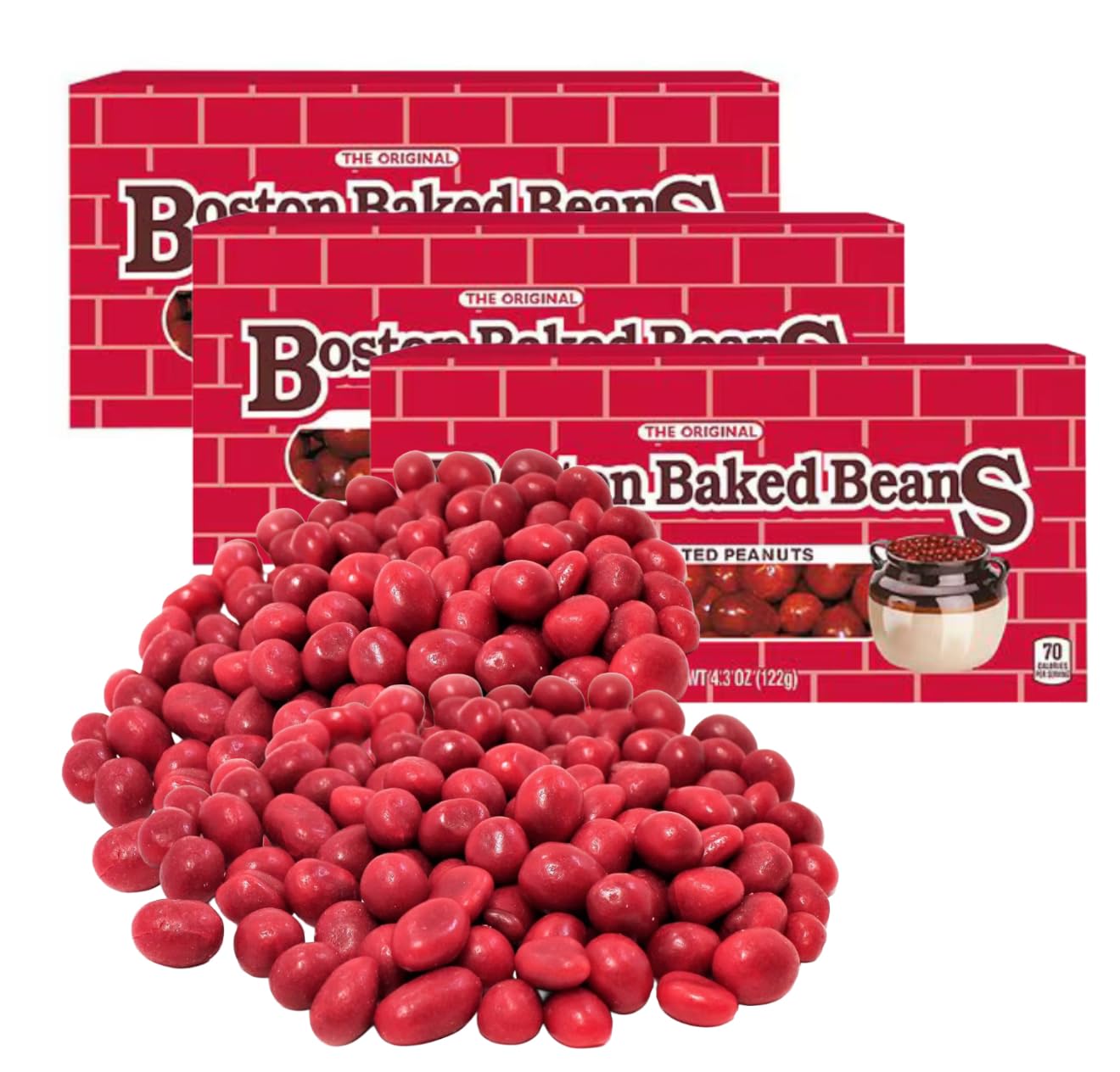 Snacks Boston Baked Beans empaque frontal mostrando el pack de 3 para compartir