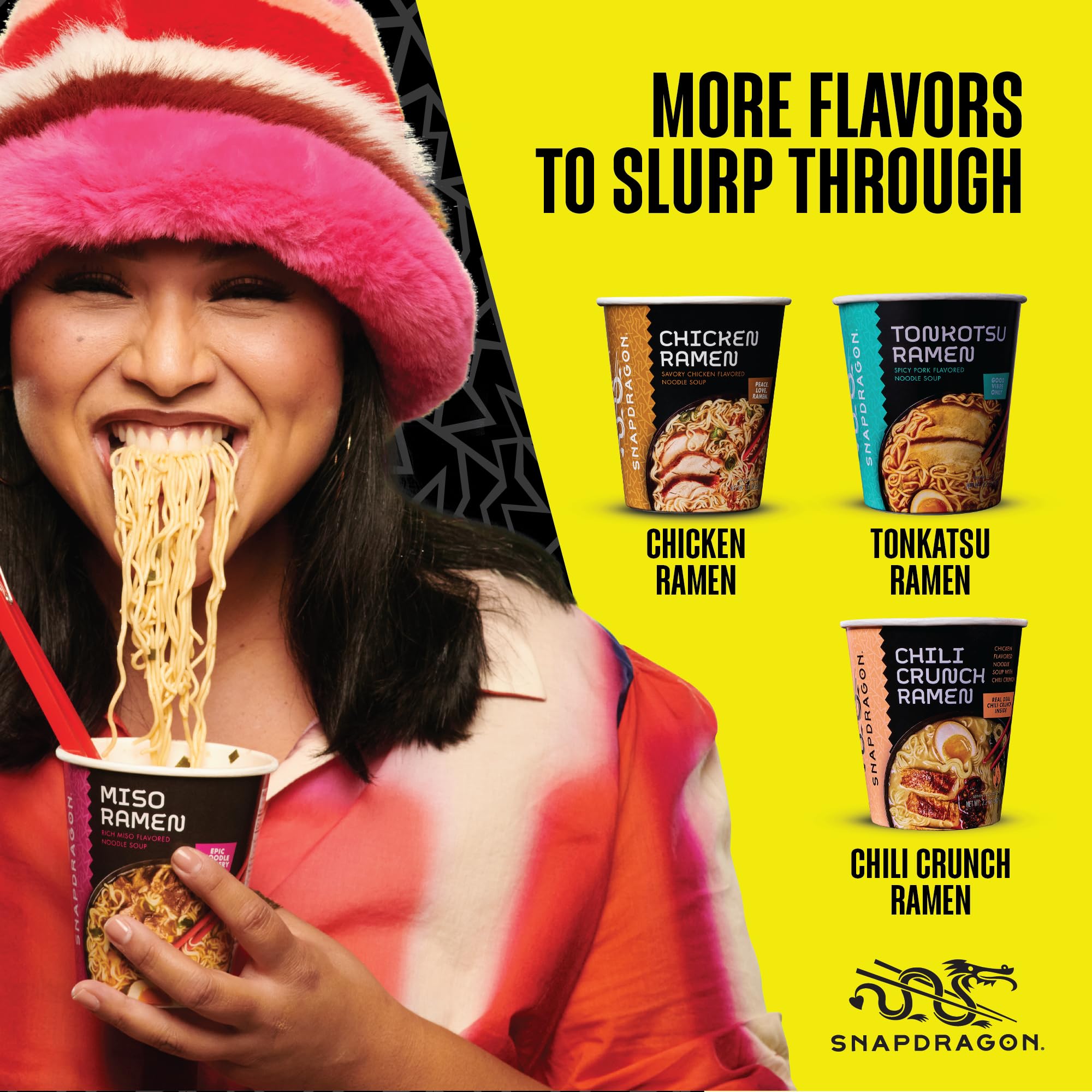 Snapdragon ramen servido en bol listo para comer con textura crujiente visible
