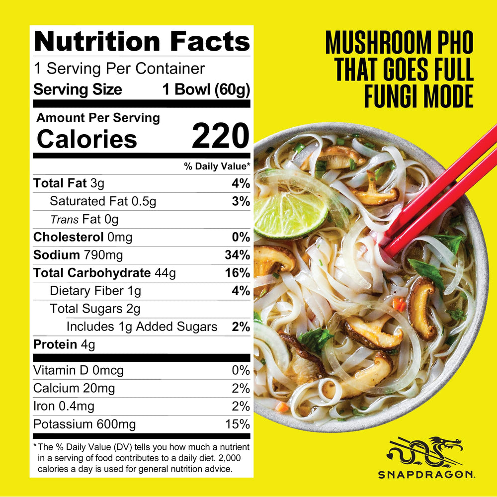 Snapdragon contenidos del paquete desplegados: fideos, caldo y aceite de sabor