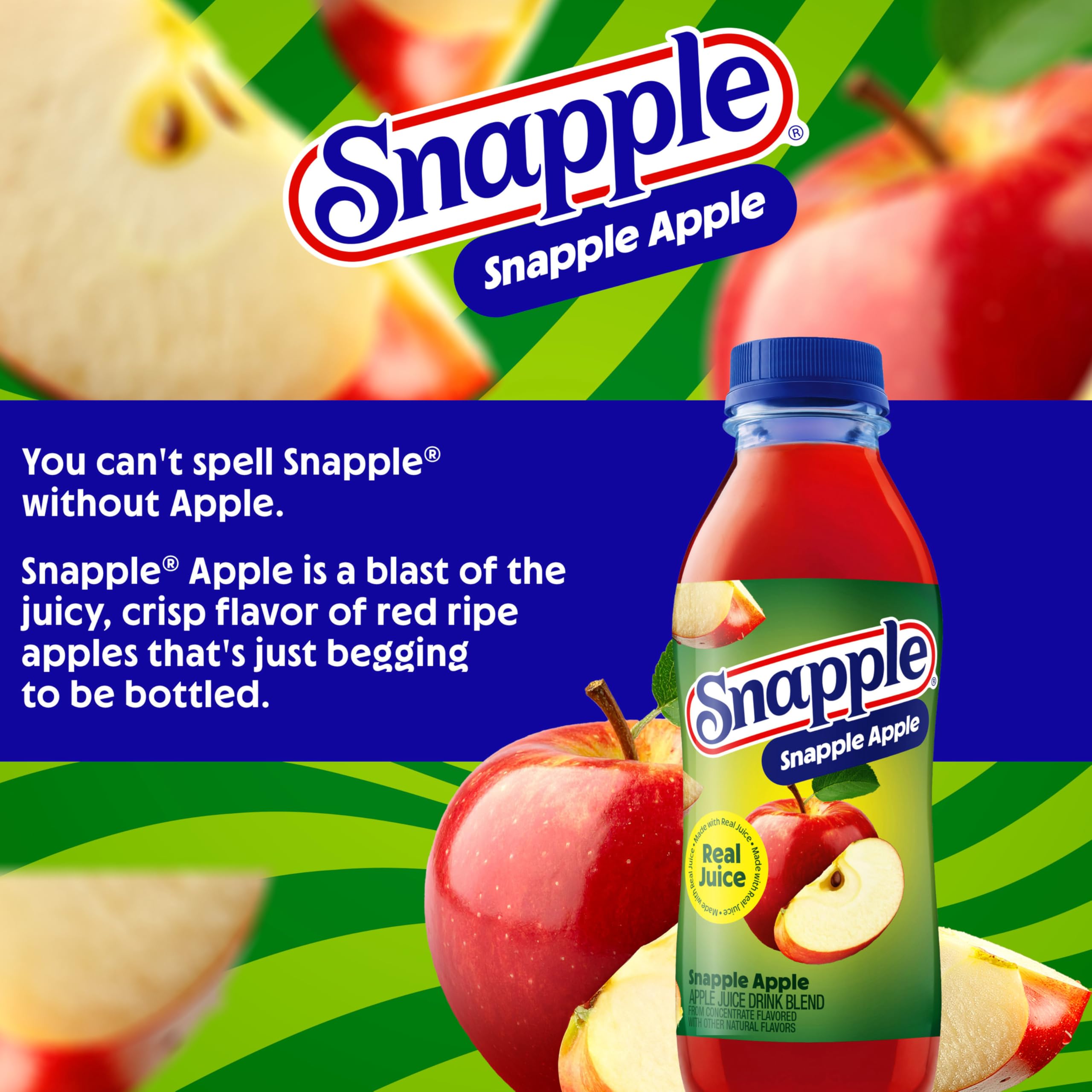 Snapple botella en mano demostrando tamaño práctico de 16 oz