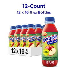 Snapple vista lateral de botella señalando contenido de jugo real