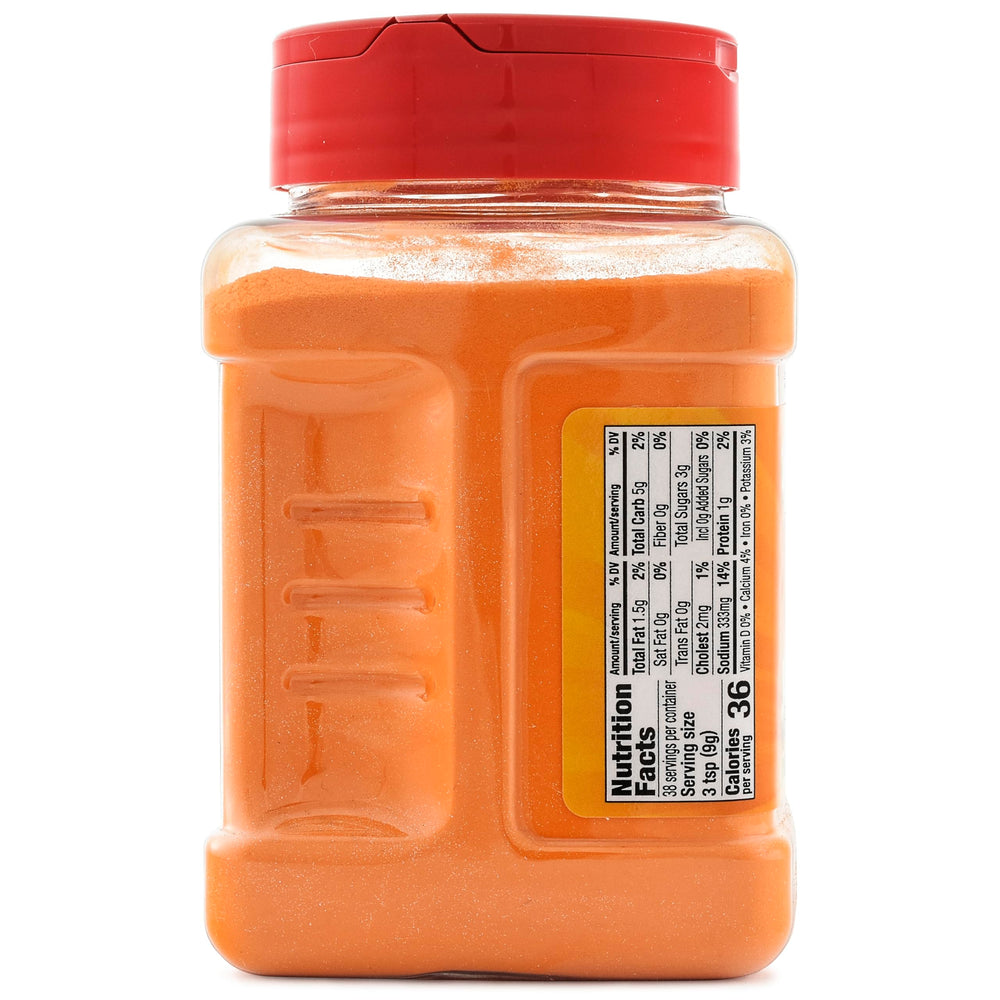 SNAPPY primer plano del polvo cheddar para apreciar textura y color